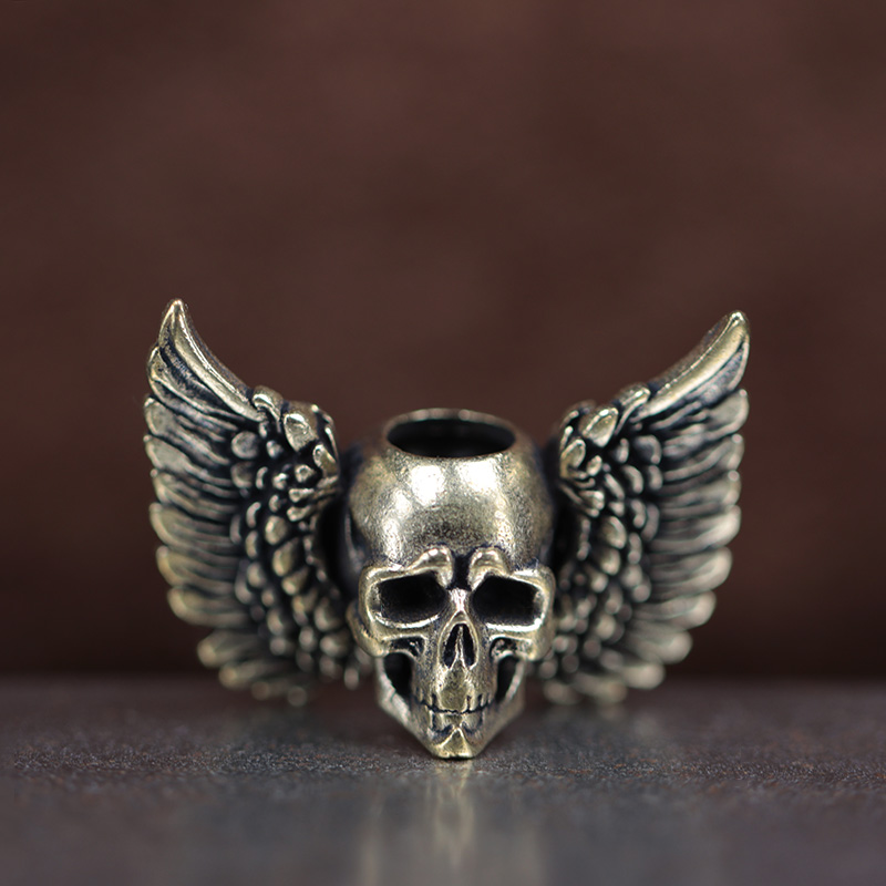 Winged Skull Brass Knife Beads - Paracord Survival Bracelet ulasan dan harga