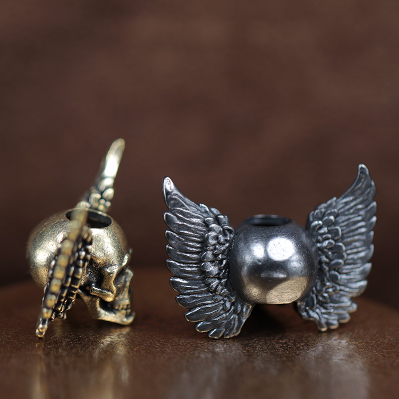 Winged Skull Brass Knife Beads - Paracord Survival Bracelet ulasan dan harga