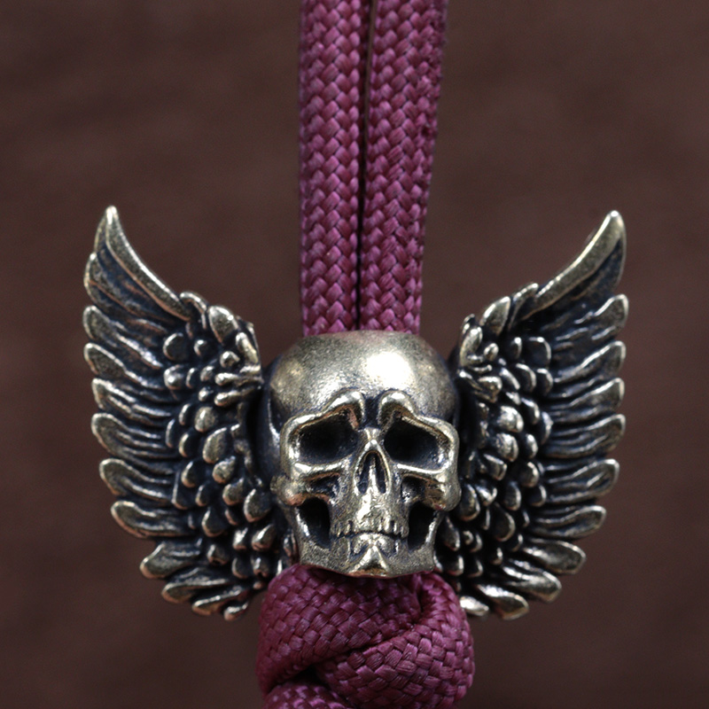 Winged Skull Brass Knife Beads - Paracord Survival Bracelet ulasan dan harga