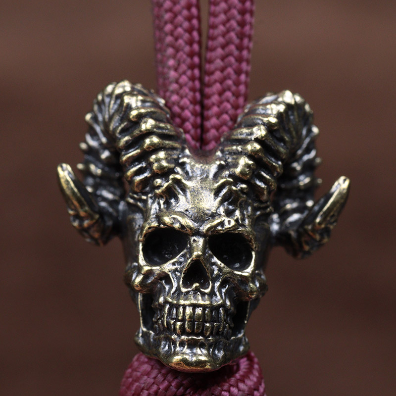 Goat Horn Skull Head Brass Kni - Paracord Survival Bracelet ulasan dan harga