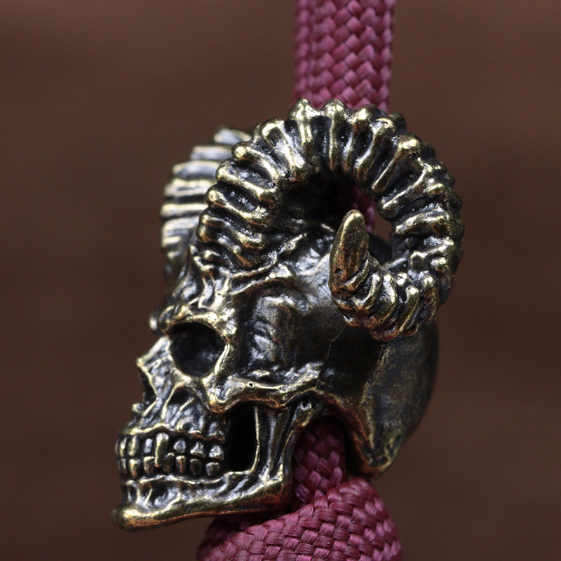 Goat Horn Skull Head Brass Kni - Paracord Survival Bracelet ulasan dan harga