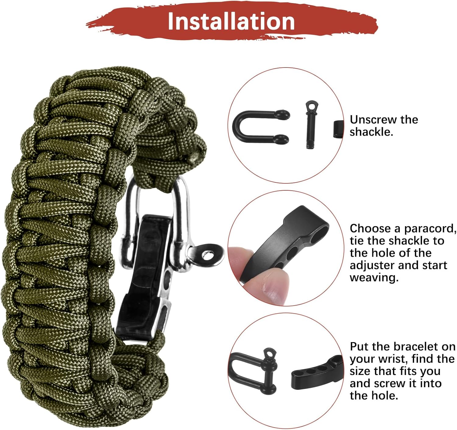 4/10Pcs Paracord Bracelet Buck - Paracord Survival Bracelet ulasan dan harga